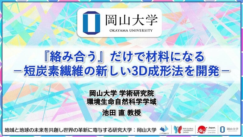 【岡山大学】『絡み合う』だけで材料になる-短炭素繊維の新しい3D成形法を開発-