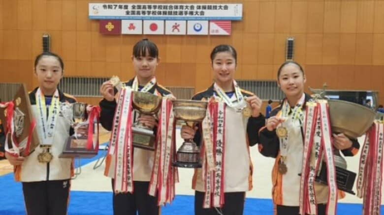 インターハイ・体操　女子団体で鯖江高校が優勝　個人種目別・段違い平行棒でも同校の江口選手が優勝　【福井】｜FNNプライムオンライン