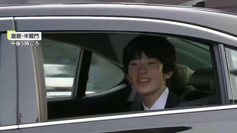 天皇皇后両陛下のもとへ向かわれる悠仁さま（9月6日午後5時ごろ）