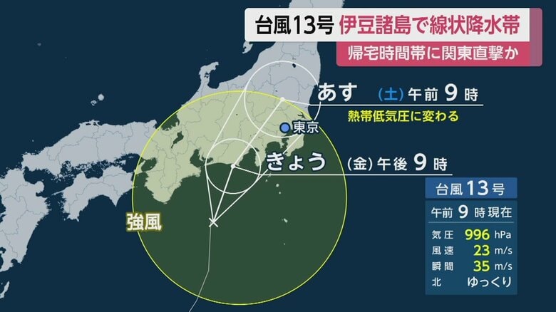夕方に関東に直撃する見込みだ