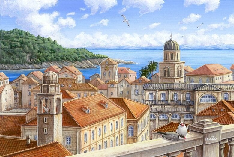 最初はハガキサイズの紙に描いていた