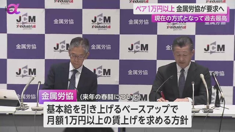 ベースアップの要求を月額1万円以上とする方針を決定