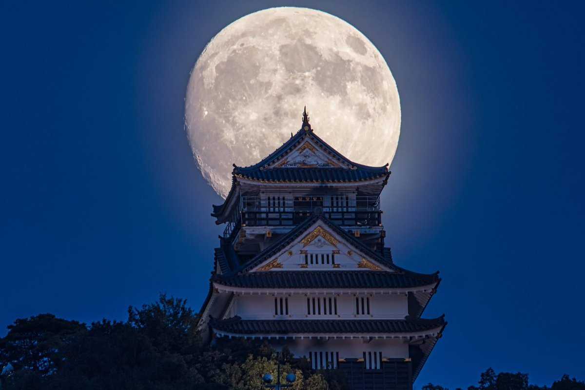 岐阜城の背景の 満月 が巨大すぎない 幻想的な写真の撮り方を聞いてみた