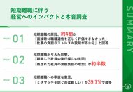 【短期離職が会社経営に与える影響とは?】短期離職の原因、「面接時の職種適性評価が不十分」「仕事の負担・ストレスの説明不足」が約4割