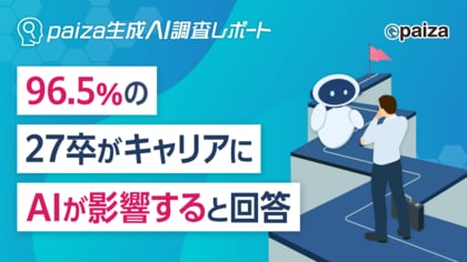 96.5%の27卒学生がキャリアにAIが影響すると回答！76.4％は企業選びにもAIへの取り組みを重視。【paiza生成AI調査レポート】