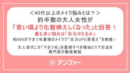 <40代以上のメイク悩みに関する調査>「若い頃より化粧映えしない…」大人女性のメイク悩み、解決のカギは“下まつ毛”だった!?