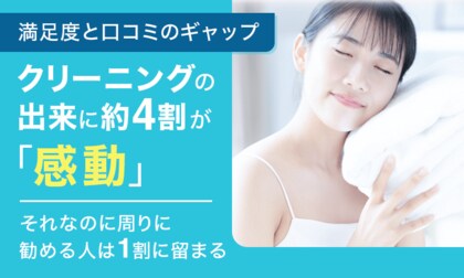 【満足度と口コミのギャップ】 クリーニングの出来に約4割が「感動」！ それなのに周りに勧める人は1割に留まる