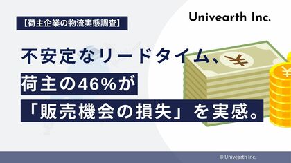 【荷主企業の物流実態調査】不安定なリードタイム、荷主の46%が「販売機会の損失」を実感。過剰在庫や顧客クレームも多発し、経営に直結する課題として深刻化。