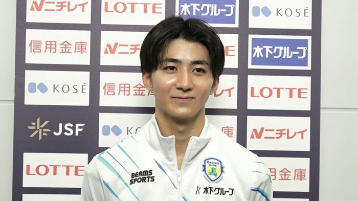 リンクサイドで見守っていた森口澄士について語る中村俊介(近畿選手権)
