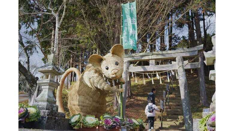 “巨大なネズミの干支飾り”が神社に出現…「できるだけ忠実にリアルに」地元住民が制作｜FNNプライムオンライン