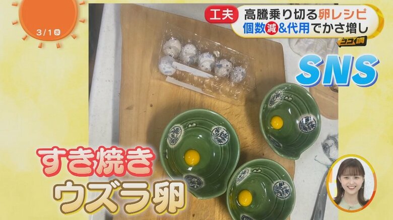 すき焼き用の卵をウズラに…