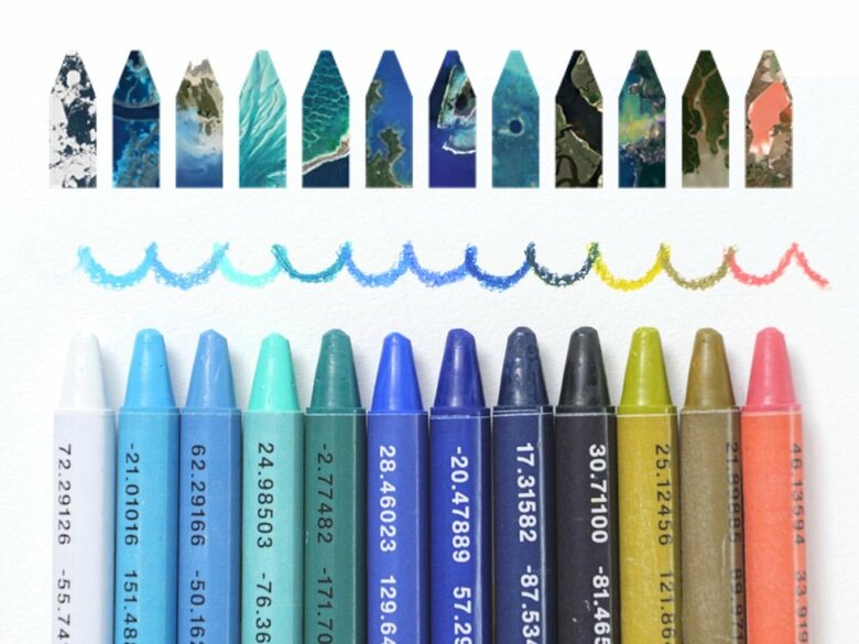 実際の海の色を抽出したというクレヨン