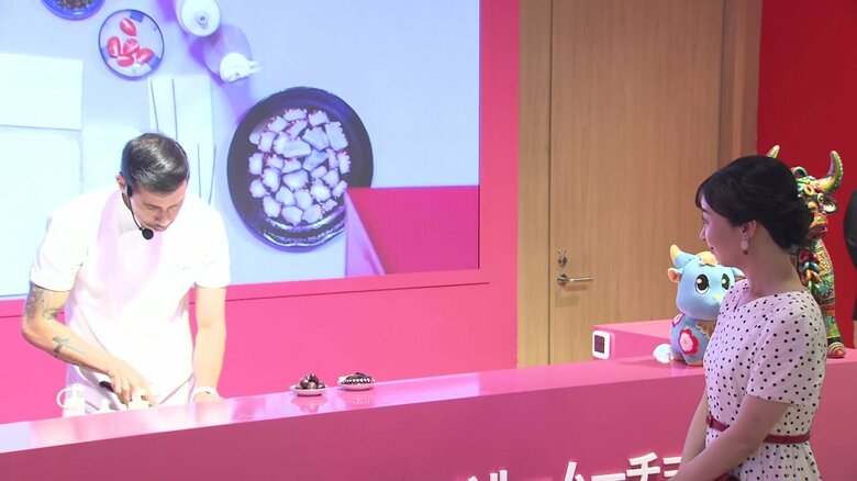 「ペルー館」を視察される佳子さま