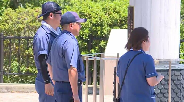 7月30日　石巻市日和山　30℃近い暑さの中での避難となった