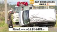 軽自動車が用水路に転落…乗っていた90歳男性が死亡　高さ3メートルの土手から落下か（鳥取）