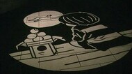 初登場!妖怪影絵秋バージョン 鬼太郎やねこ娘が夜の街に浮かび上がる(鳥取・境港市)