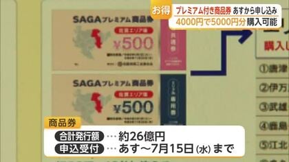4000円で5000円分使えるプレミアム商品券　7月1日から申し込み開始【佐賀県】