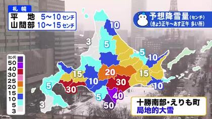 【北海道の天気 4日(水)】えりもと十勝地方で局地的な大雪…交通障害や停電に注意！あすにかけて最大50センチ