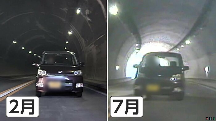 以前にも遭遇していたという違反車(FNN投稿サイト「ビデオPost」)(提供:まぁやん)