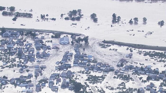 台風19号災害で千曲川の堤防が決壊(2019年・長野市)