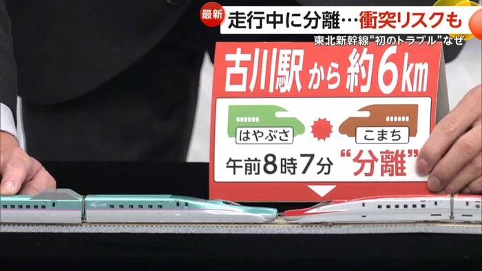 分離したはやぶさ・こまちのイメージ