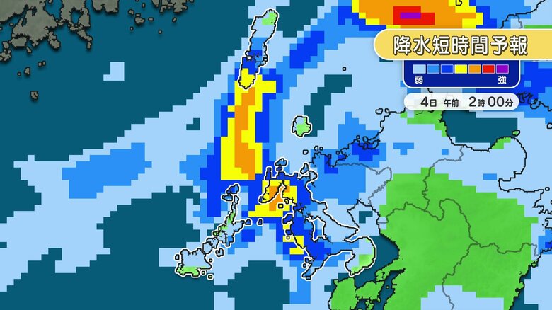 長崎で線状降水帯発生の恐れ　3日夜のはじめ頃から4日明け方にかけて　大雨災害発生の危険度が急激に高まる可能性が｜FNNプライムオンライン