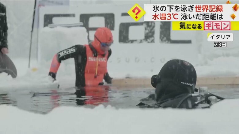 ヴァレンティーナ・カフォラさんがアイスダイビングに挑戦する様子（1）