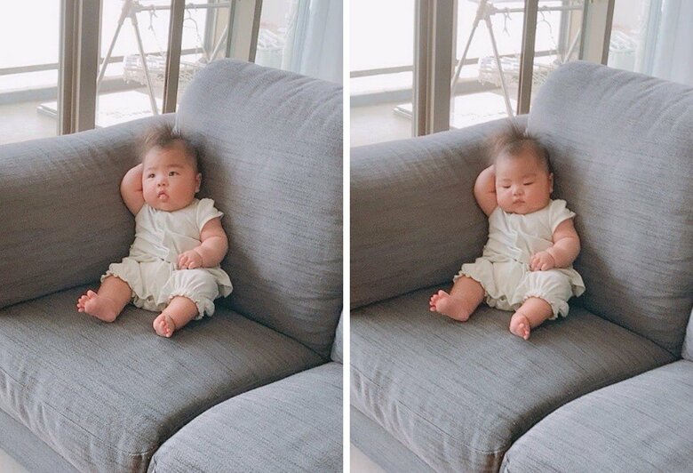 リングフィット中のパパを見ていたけど、飽きちゃって眠くなっちゃった…（提供：りらさん）