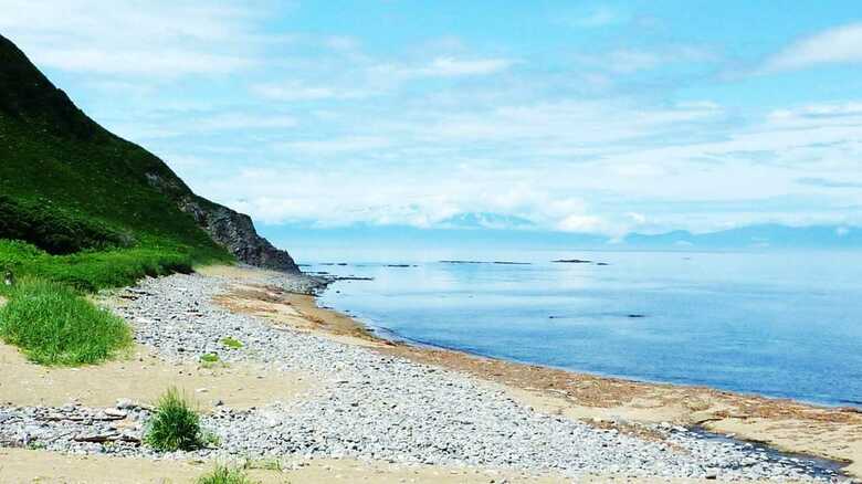 国後島から望む知床半島