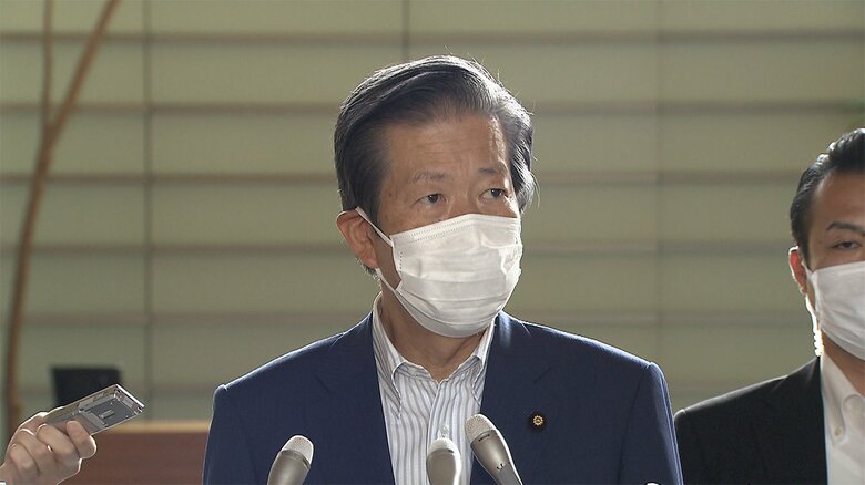 取材に応じる公明・山口代表
