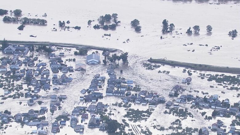 台風19号災害で千曲川の堤防が決壊（2019年・長野市）