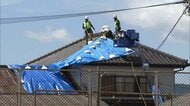 熊本の一部　台風13号の強風域に　八代市は39度観測　被災住宅はブルーシート張り二次被害に備え