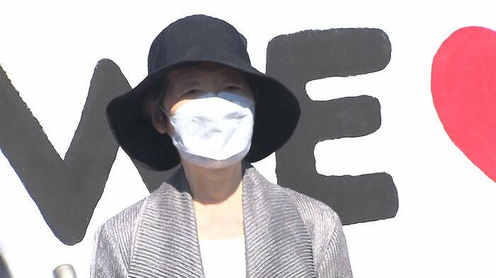 出所後、取材に応じる重信房子・元最高幹部(5月28日 東京・昭島市)