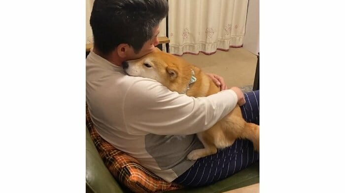 パパさんがぎゅーっと小雨ちゃんを抱きしめる