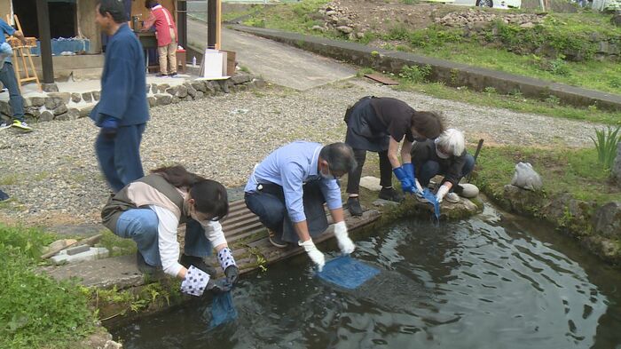 池の水にさらして