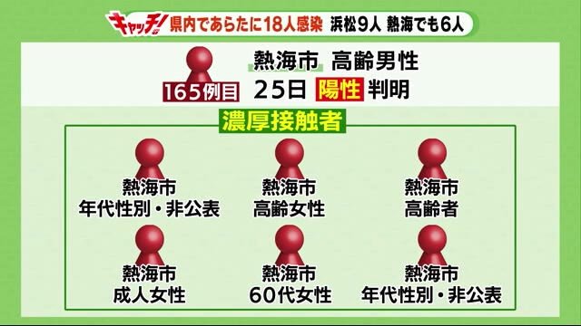 静岡県内感染者のべ221人 浜松市は96人に 熱海市では新たなクラスター