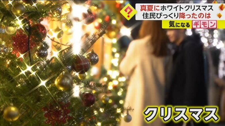 クリスマスツリーとコートを着ている人たち