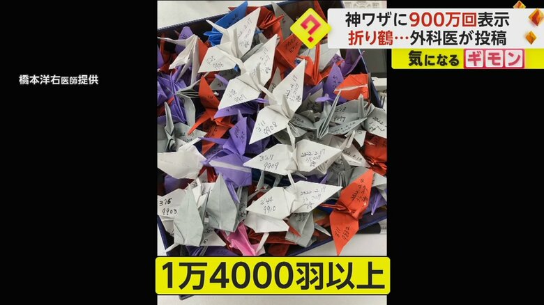 橋本医師がこれまでに折った折り鶴
