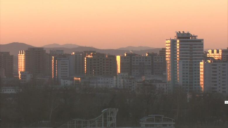 宿泊しているホテルから見える北朝鮮