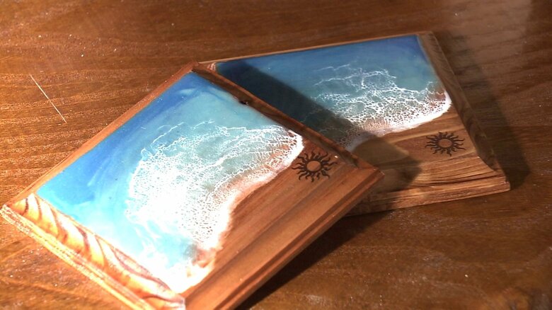 木と樹脂を組み合わせた製品の一例