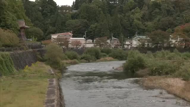 親子とみられるクマがとどまっているのが確認された蛇の崎橋近くの現場（秋田・横手市）