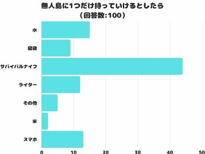 【調査レポート】無人島に1つだけ持っていけるとしたら何を持って行く?2位は「水」1位は?