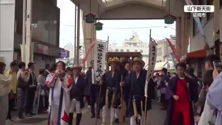 延岡今山大師祭の市中パレード中止　尾車親方などがアーケード街をパレード｜FNNプライムオンライン
