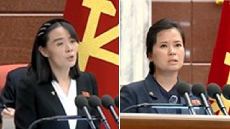 金総書記の妹・金与正氏（左）と元歌手・玄松月氏（右）