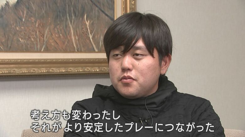 インタビューに答える米澤蓮選手