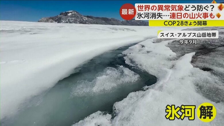 アルプス山岳地帯では、氷河が解け出した