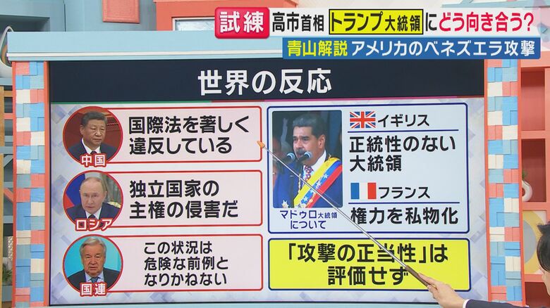 ベネズエラ攻撃に対する各国の反応