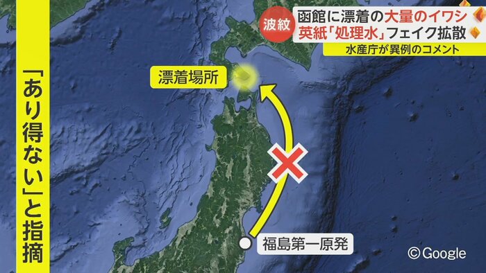 福島第一原発周辺の海水が函館周辺に流れ込むことは、海流の関係からあり得ないという