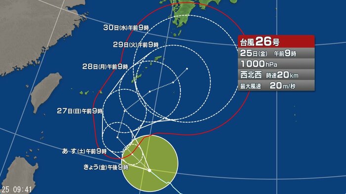 台風26号の予想進路図