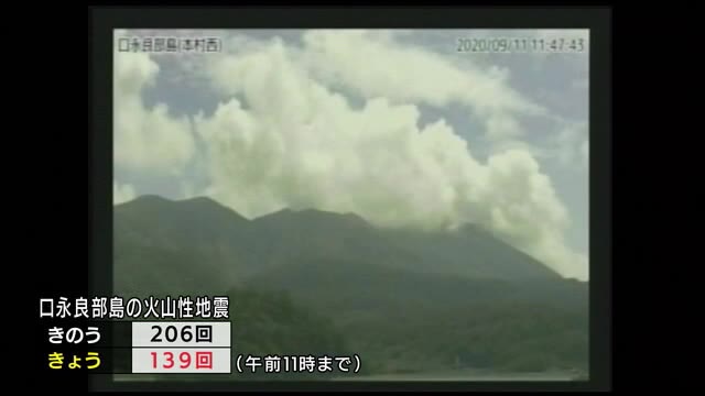 鹿児島・口永良部島で火山性地震が増加